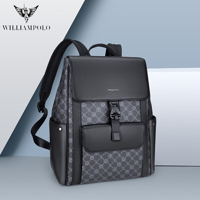 williampolo英皇保罗男士双肩包潮流英伦风背包男旅行电脑包复古