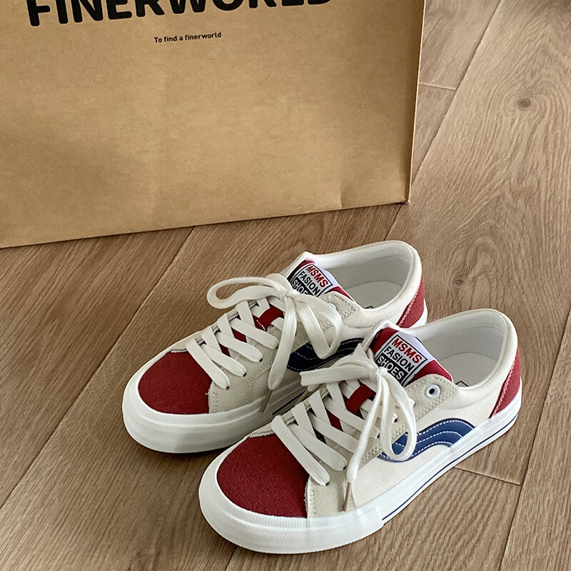 凤高(fenggao)低帮春秋帆布鞋女ins潮百搭学生休闲美式复古chic鞋子