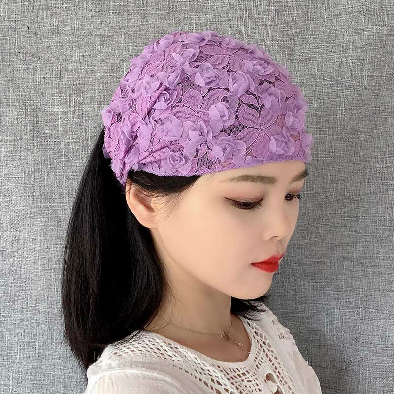 遮白发宽边时尚简约头巾发带发箍洗脸头窟发卡头饰 紫罗兰