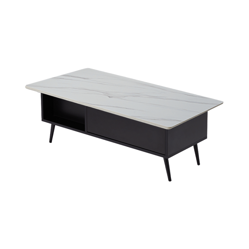 8H茶几  Jun岩板轻奢简约茶几 多功能储物茶几 客厅茶几桌 会客办公茶桌 爵士白 1200*600*415mm