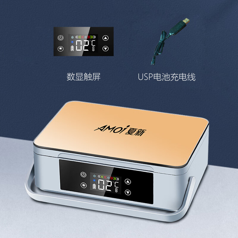 夏新胰島素冷藏盒便攜智能車(chē)載迷你隨身充電制冷藥品小型冰箱小冰箱 金色升級數控無(wú)電池 車(chē)家兩用 4L