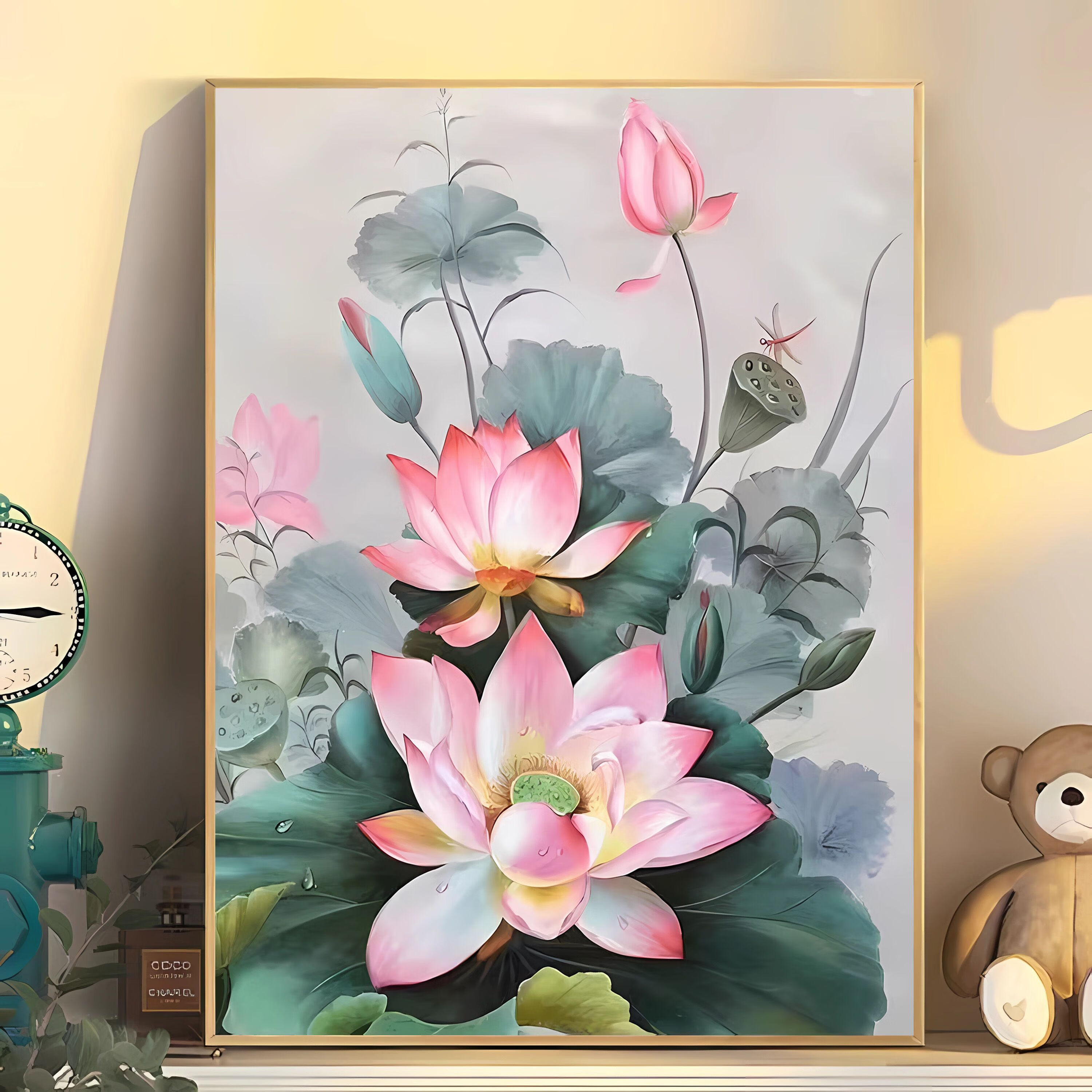 婕茵桐数字油画diy数字油画落日玫瑰手工填色油彩画愈简约植物花卉