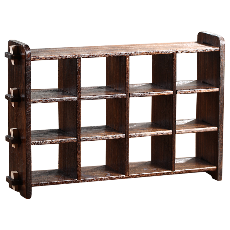 柴扉園 多宝阁实木多宝格博古架 古董架置物架 茶道收纳实木摆件展示柜 置物架茶壶架摆件架展示架茶杯架 九格