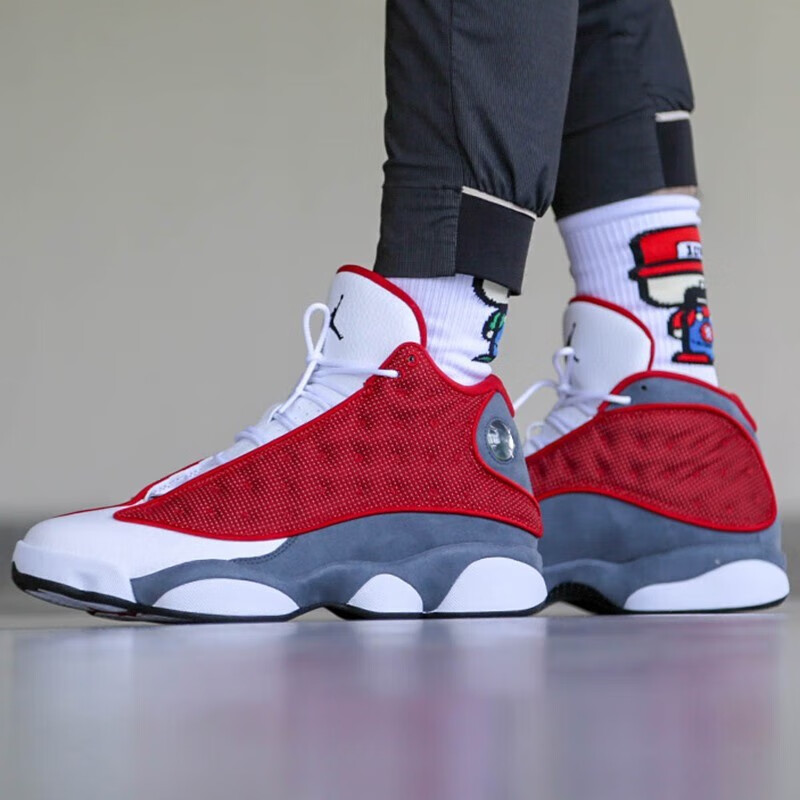jordan 13 aj13高帮篮球鞋884129-600 884129-600灰白红 36