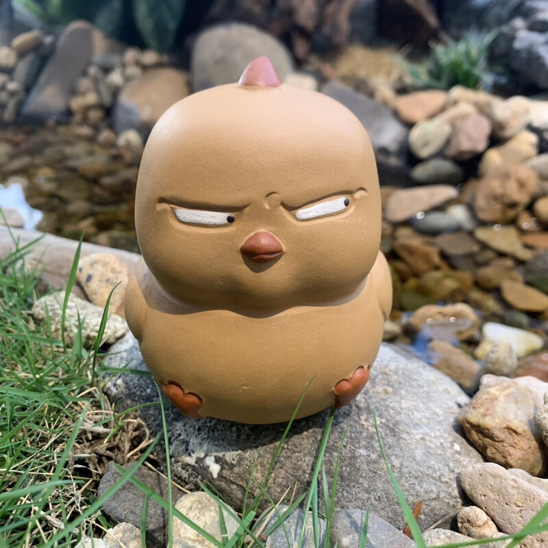 雅空宜兴紫砂斜眼小鸡翻白眼小黄鸭茶宠摆件盖置可以浇水可以养