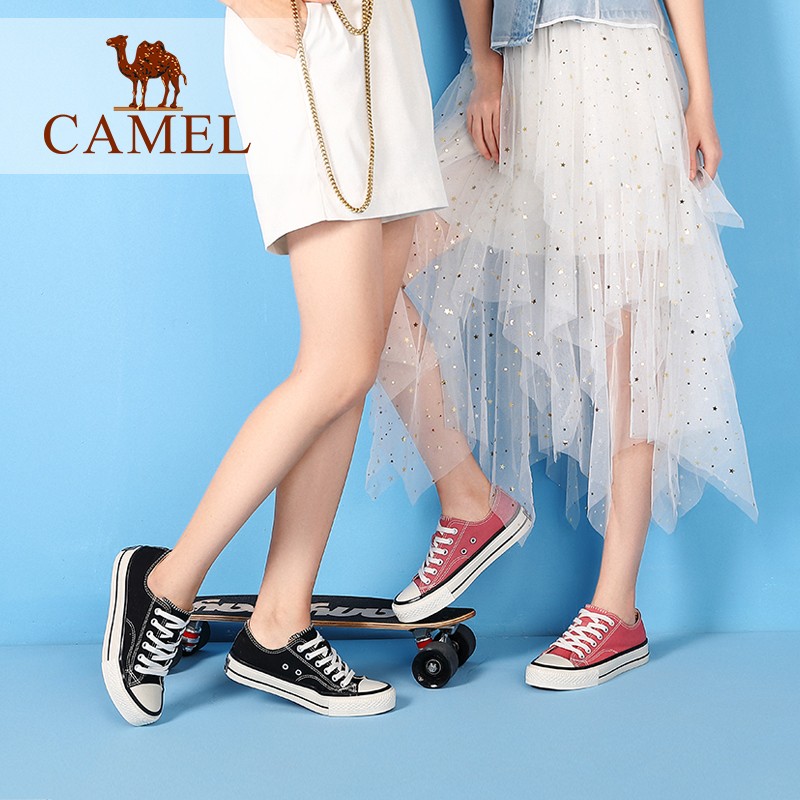 骆驼（CAMEL） 女士 流行经典圆头系带平底帆布鞋 A93571605 黑色 39
