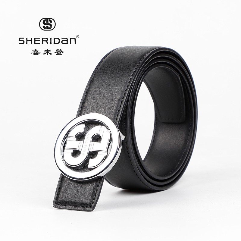 喜来登(sheridan)男士皮带 牛皮板扣时尚商务休闲中年青年裤带送男友