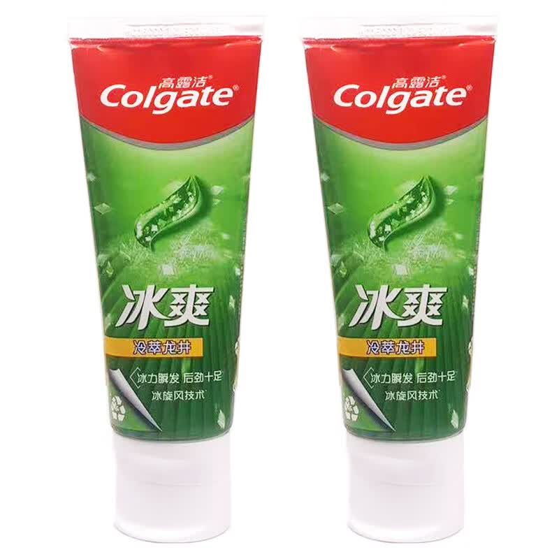 高露洁三重冰爽薄荷牙膏香氛清新口气去臭异味亮白牙齿清洁护龈 冰爽冷萃龙井180g*1 发90g*2支