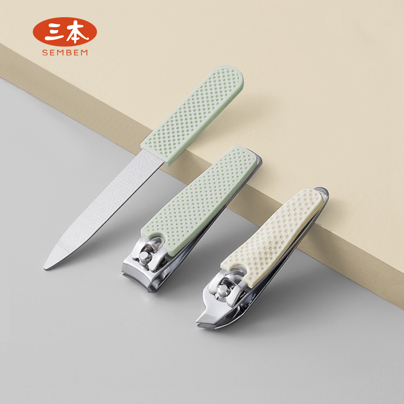 三本 指甲剪指甲锉 指甲刀平口斜口指甲钳耐磨美甲工具3件套装