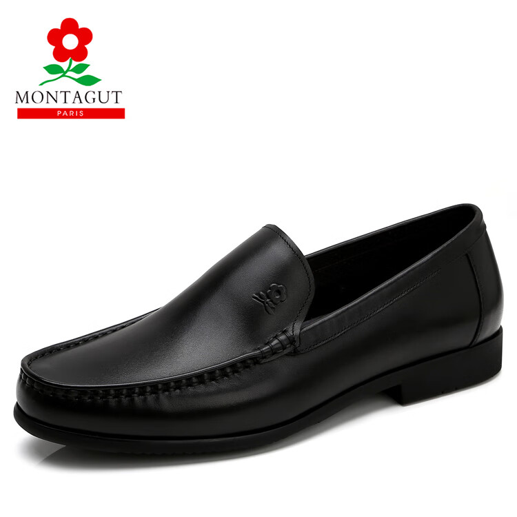 梦特娇梦特娇男鞋男士皮鞋一脚蹬商务正装真皮圆头耐磨软牛皮男鞋子