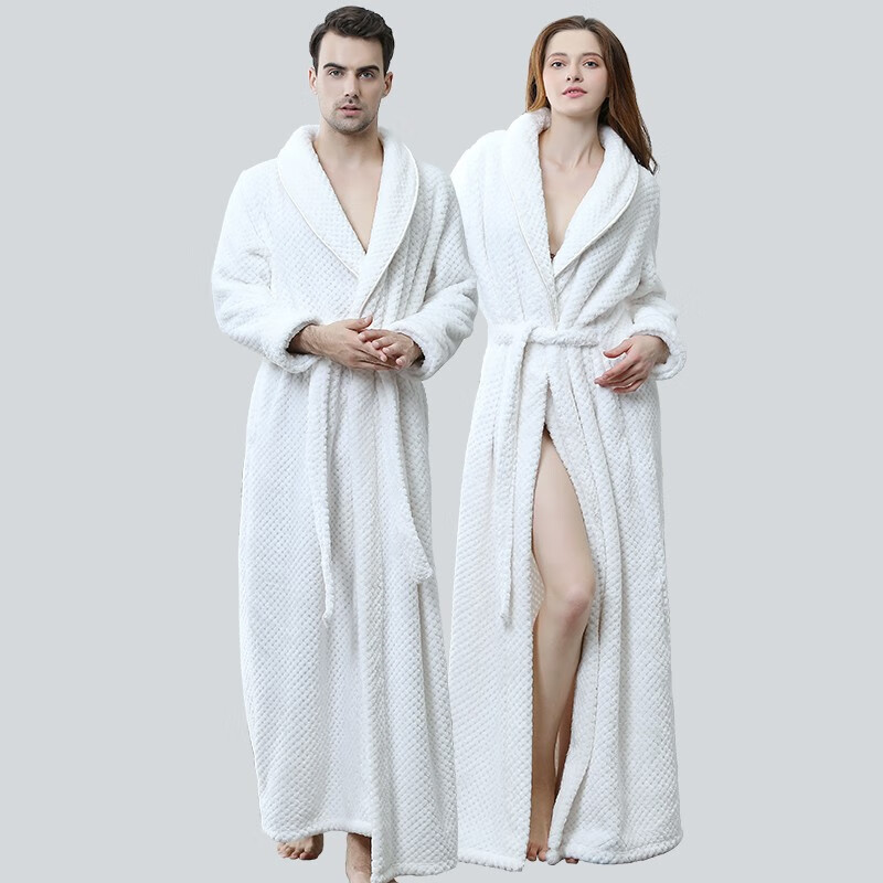 赛图蒙 睡袍女秋冬季加厚长款情侣睡衣男浴袍珊瑚绒睡衣大码家居服 女款-1506玫红色 XL (身高170-185CM,体重150-190斤)