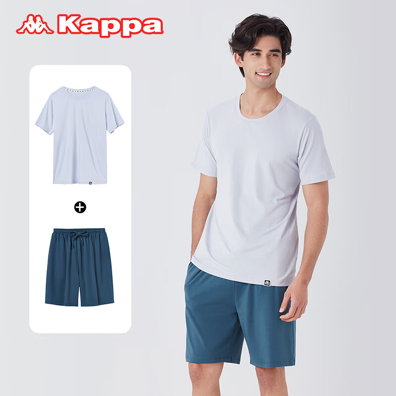背靠背(kappa)卡帕男士睡衣套装男夏季简约舒适棉短袖家居服kp3h04