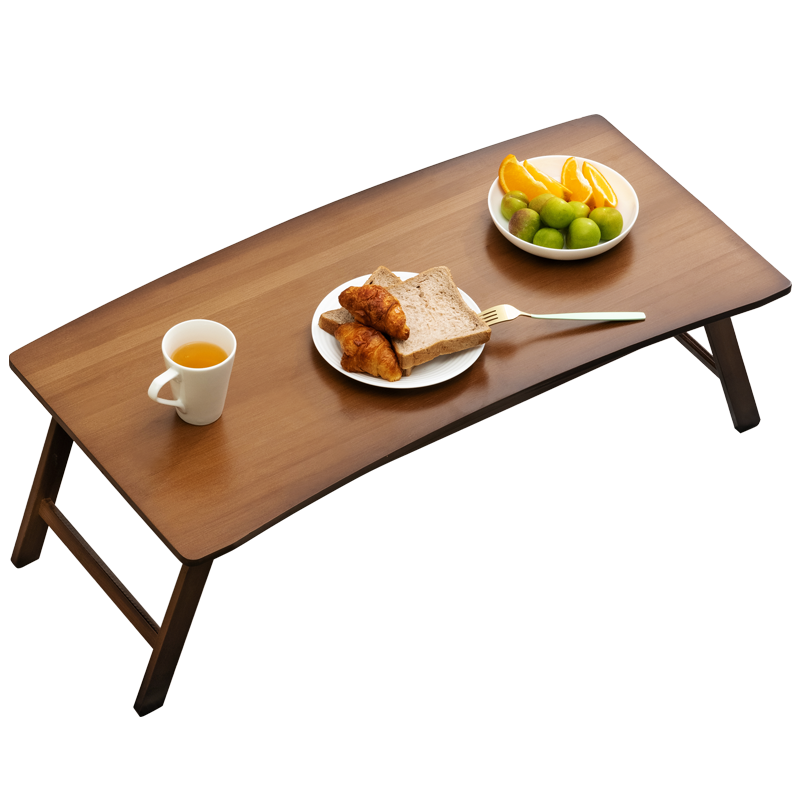淘之良品 免安装简易楠竹餐桌长桌床上折叠桌现代简约小饭桌中式茶几床上收纳桌椅便捷式小户型小方木桌子 【免安装 可折叠】小号款-茶色60长(高度可调)