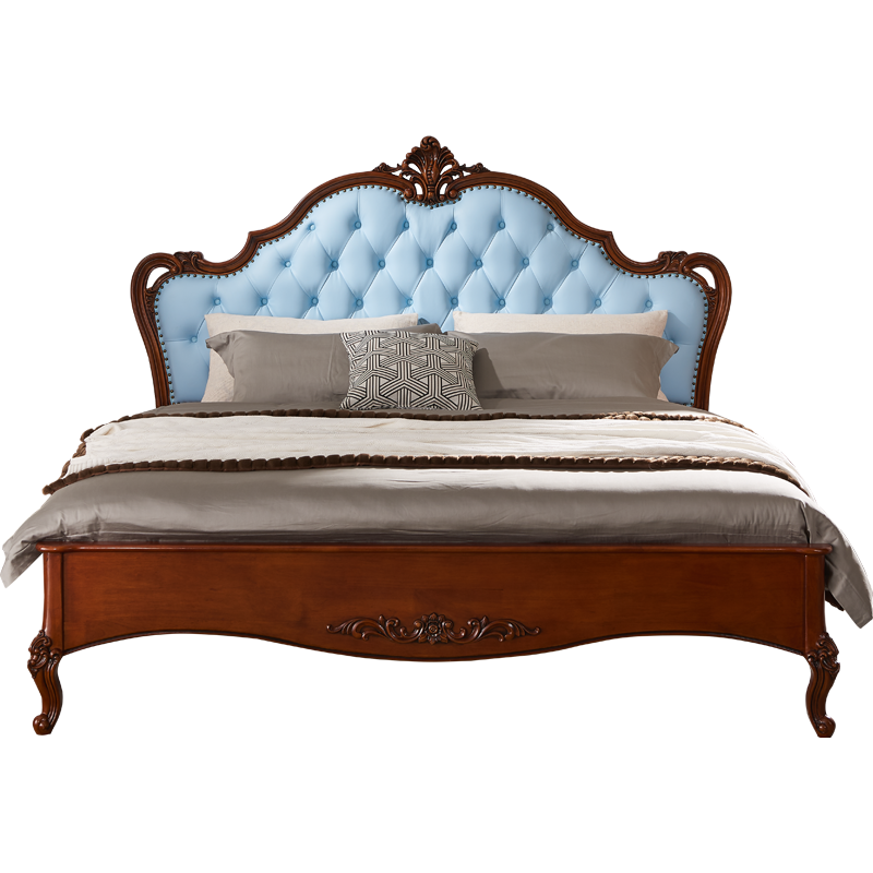 格澜帝尔(growdear)床美式实木双人床精品卧室家具卧1.8米后现代轻奢床皮床头层真牛皮床 双人床 1800mm*2000mm