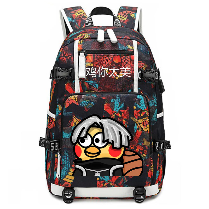 欧丽卡书包爱坤坤ikun鸡你太美CXK蔡徐坤书包小黑子女学生双肩包小学初 红花A款