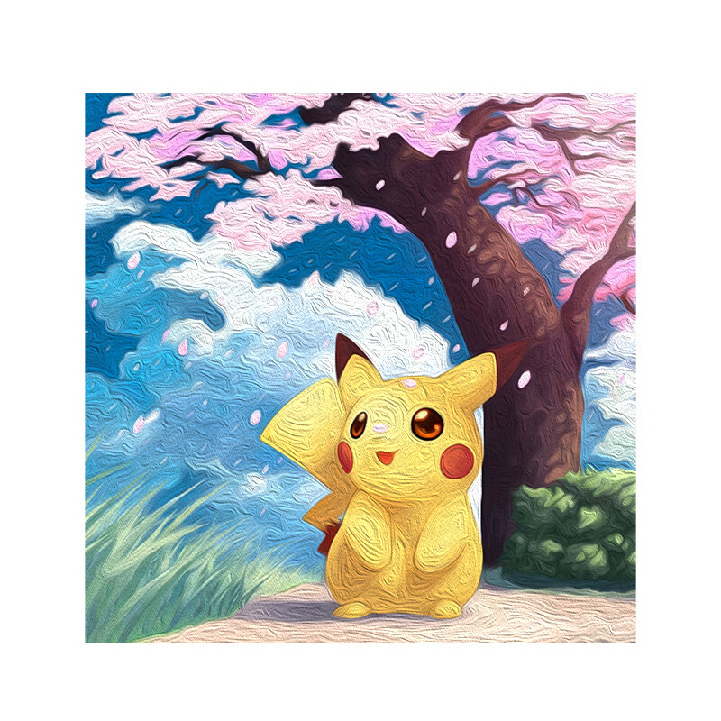 家小博数字油画diy填色油彩画动漫卡通动漫皮卡丘填充儿童手工丙烯画