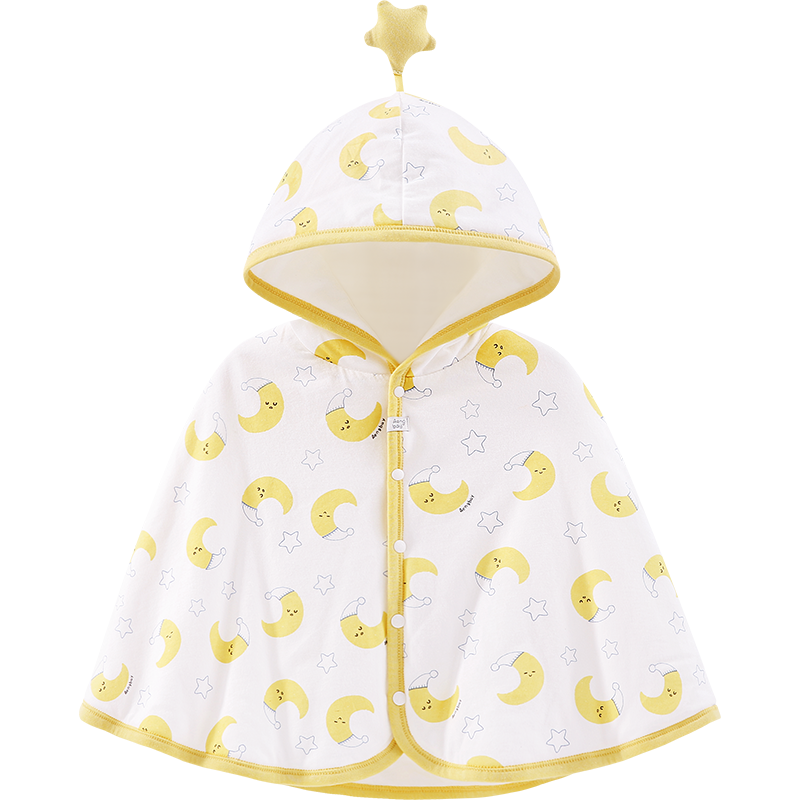 Aengbay昂貝 嬰兒斗篷秋冬款防風(fēng)外套新生兒加厚外出披風(fēng)女寶寶小披肩冬裝 白色 52 80cm