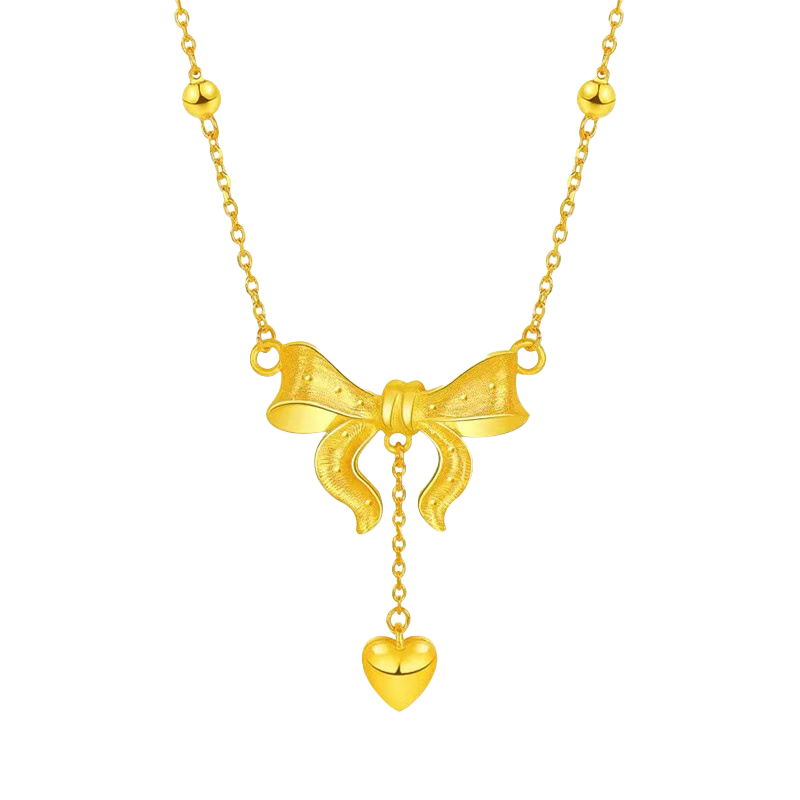 老鳳祥在逃公主黃金項(xiàng)鏈足金愛心蝴蝶結(jié)套鏈情人節(jié)送女朋友老婆生日禮物 約4.4g 蝴蝶結(jié)項(xiàng)鏈【品牌禮盒】