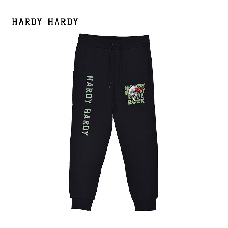 HARDY HARDY2021春夏新款烫钻骷髅爱心炸街潮流休闲裤:H21P21UKP021 黑色 XS