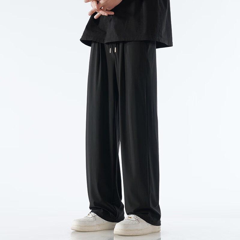 七匹狼(septwolves)夏季垂感冰丝裤男士潮流宽松阔腿裤大码西·裤直筒