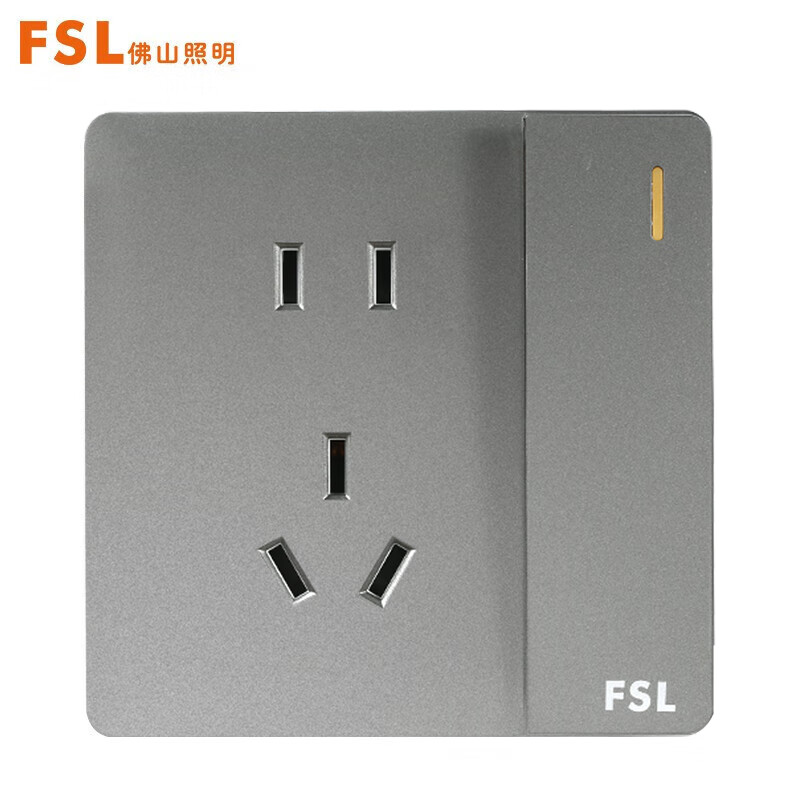 佛山照明(fsl)开关插座墙壁暗装86型面板10a五孔插座带开关f31系列