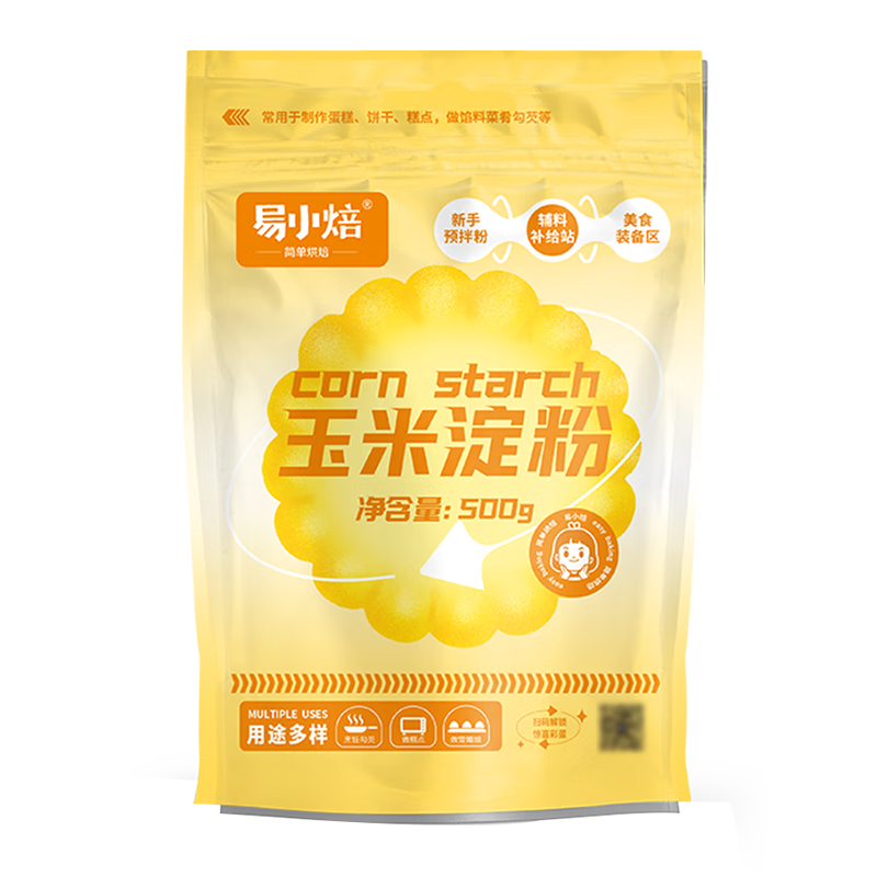 易小焙玉米淀粉500g 勾芡生粉滑肉羹湯鷹粟粉蛋糕餅干點(diǎn)心烘焙 新良制粉