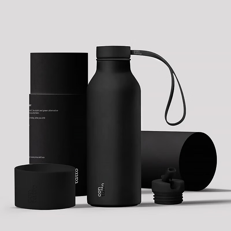 吉姆蓝杰contatto吉姆蓝杰车载运动不锈钢保温杯男士户外杯子男生颜值水杯 极简黑500ml可定制