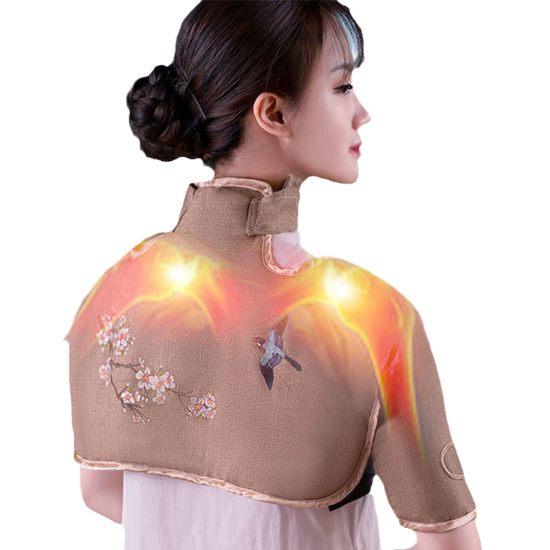 裕健熱敷袋理療袋鹽袋熱敷包肩頸艾灸海鹽粗鹽充電肩周神器電加熱護肩 【藥鹽】咖色（不帶手臂 ）（不可拆洗）