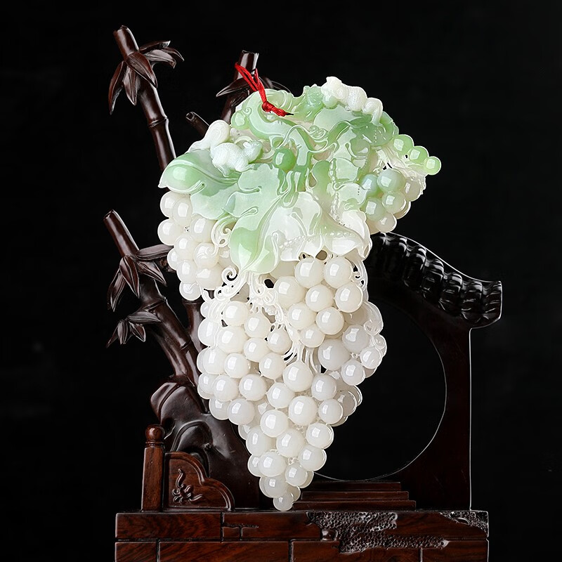 玉籽谣孤品大师工艺和田玉葡萄摆件多子多福硕果累累玉石摆饰