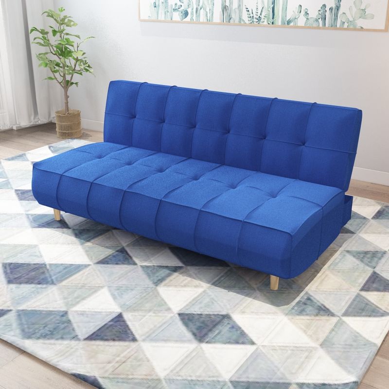 布艺沙发床两用可折叠客厅双人三人出租房懒人沙发小户型店面 宝蓝色