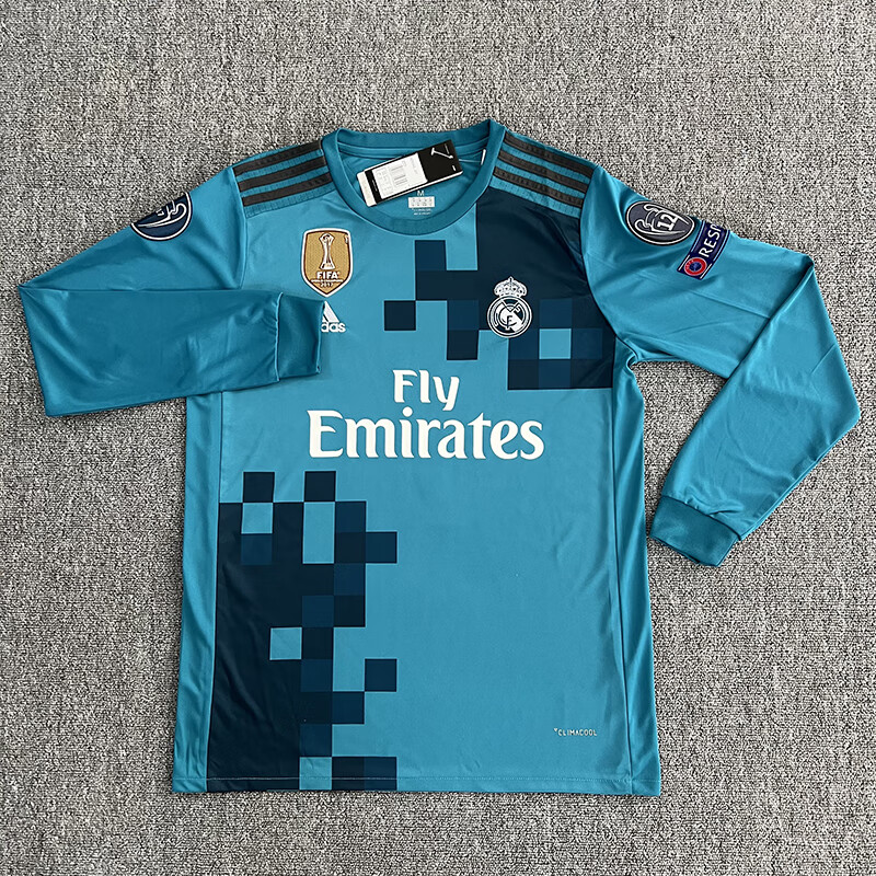 凝典1718皇马第二客场长袖球衣7号c罗莫德里奇复古欧冠版足球服套装