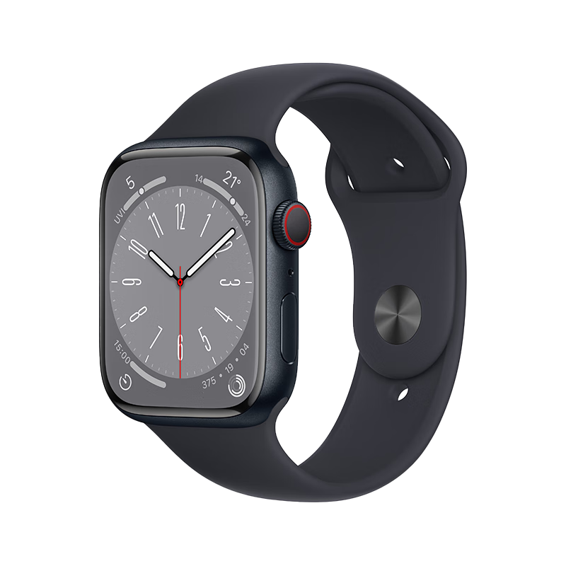 Apple Watch Series 8 智能手表GPS + 蜂窝款45毫米午夜色铝金属表壳午夜色运动型表带 MNK53CH/A 3699元