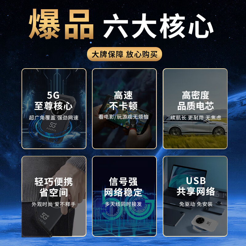 羽浪真5G随身wifi无限流量2025新款5g移动随身wifi千兆双频高速流量便携家庭宽带户外办公直播 高级灰【升级版】5G随身wifi