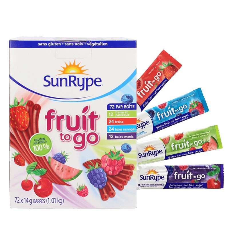 SunRype果丹皮加拿大进口水果条14g*72条小孩零食无添加糖宝宝磨牙水果棒儿童零食果肉条