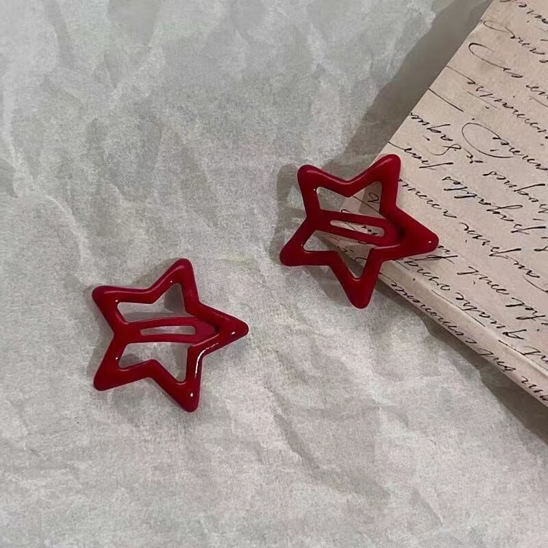 jack viney红可爱小发卡年星星红对五角星bb夹卡碎发少女公主刘海发卡