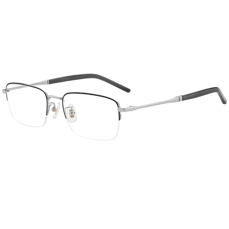 镜邦 新款变色眼镜近视大方框眼镜平光眼镜变色男黑框眼镜可配近视镜片 18032枪色 镜框+1.56变色镜片 79元