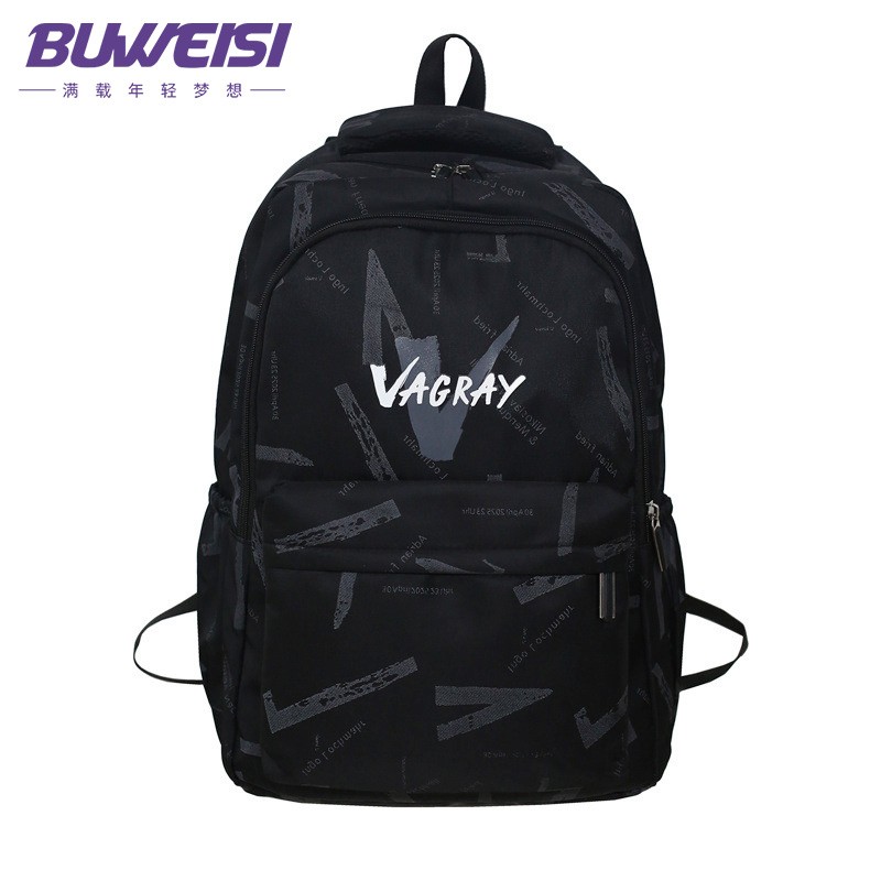 布维斯（BUWEISI）S9075黑双肩包 迷彩书包休闲男士背包 学生电脑包