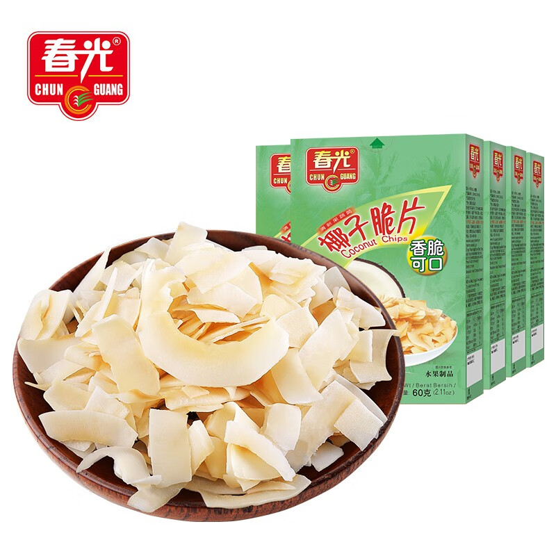 春光（chun guang） 食品 椰子片 海南特产 椰子脆片60g*5 椰子肉果干办公室休闲零食