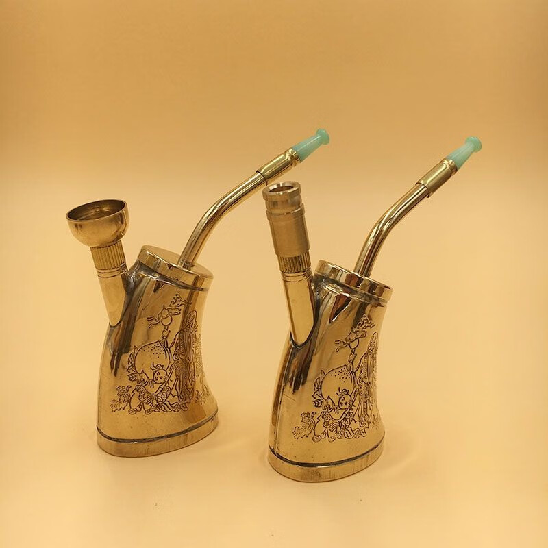 葵影黄铜过滤水烟壶双用 个性便携创意球型金属烟袋锅旱烟 两用吸烟器