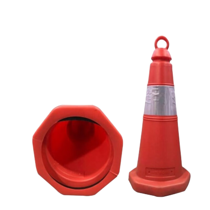 歐漢圓型塑料提環(huán)路錐反光禁止停車(chē)錐形雪糕筒桶請勿泊車(chē)警示樁柱路障 50路錐
