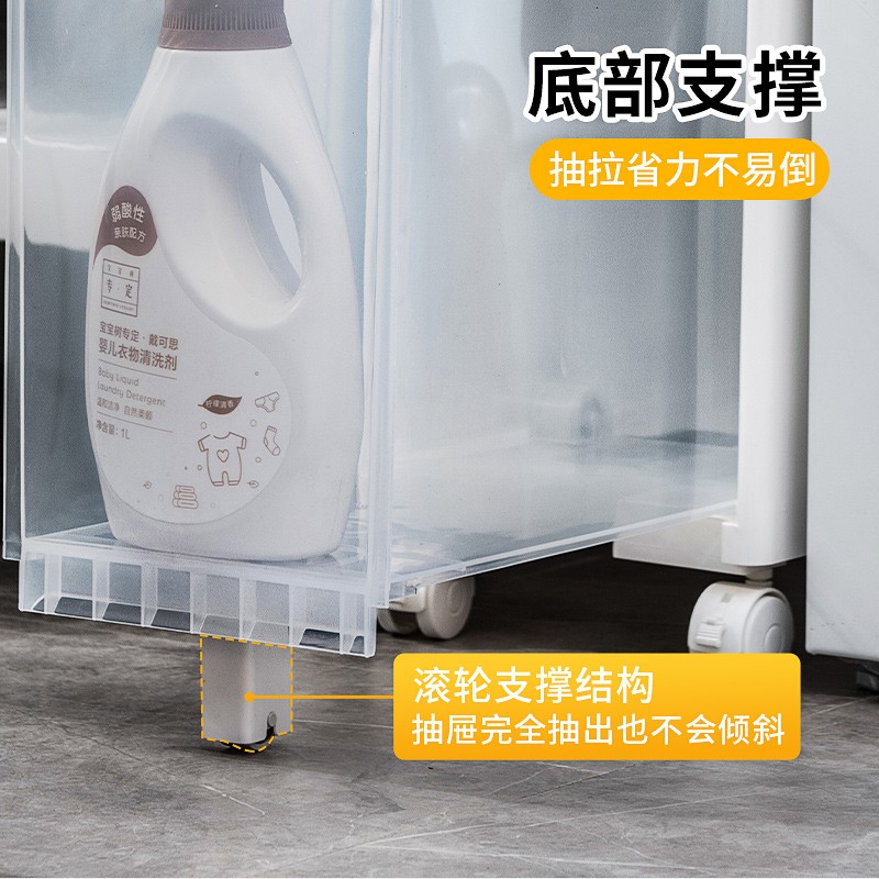 Jeko&Jeko卫生间置物架收纳柜子浴室置物架落地式置物柜厕所马桶边柜窄缝柜 面宽22CM【侧边开口抽纸款】 3层