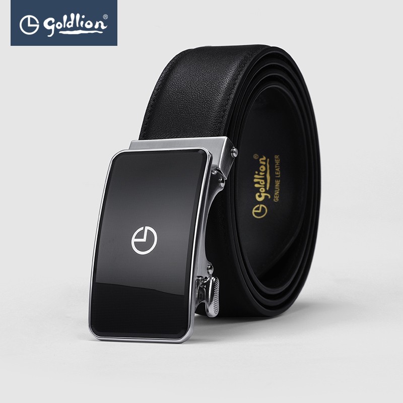 金利来皮带新款皮具男士头层牛皮商务正装镜面自动扣烫金logo上班皮带