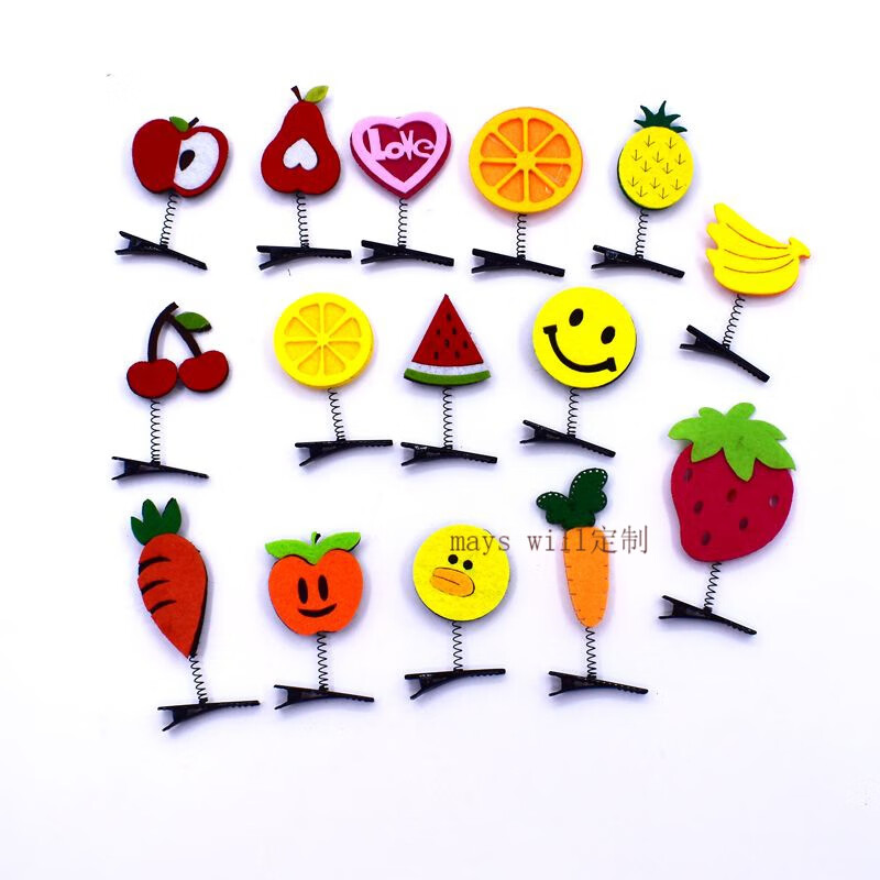 mays will50个装微商地推活动吸粉小礼品卡通发夹弹簧水果发卡卖萌