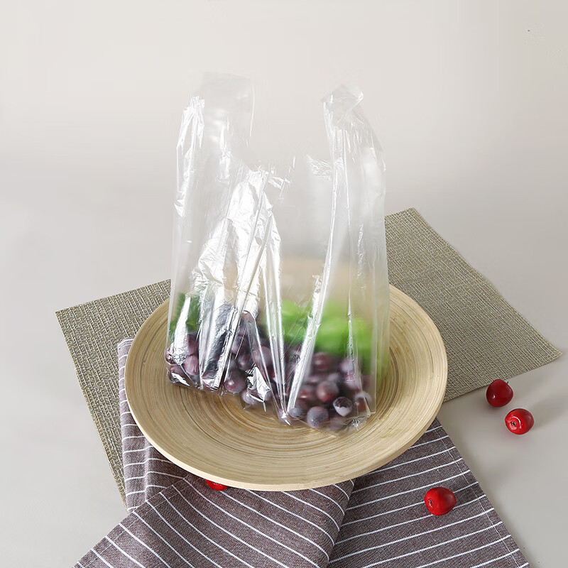 洁成保鲜袋背心式厚实家用卷手提食品袋 大卷手提点断式28*25cm*500只