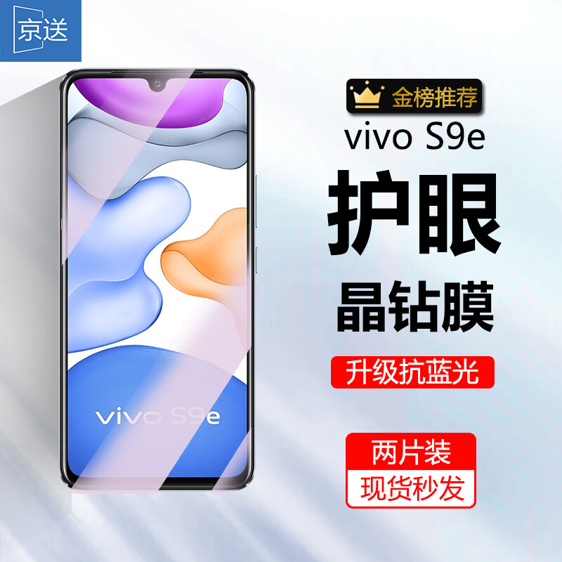 京送 适用于vivo S9e钢化膜防窥膜防偷看防指纹防摔防爆抗蓝光vivos9e高清手机玻璃保护贴膜 【护眼膜-电镀双倍抗蓝光】2片装 京东折扣/优惠券