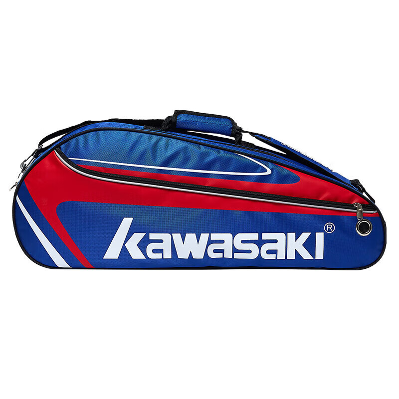 Kawasaki川崎羽毛球包单肩背包网球包男女独立鞋袋羽毛球拍包8327蓝红