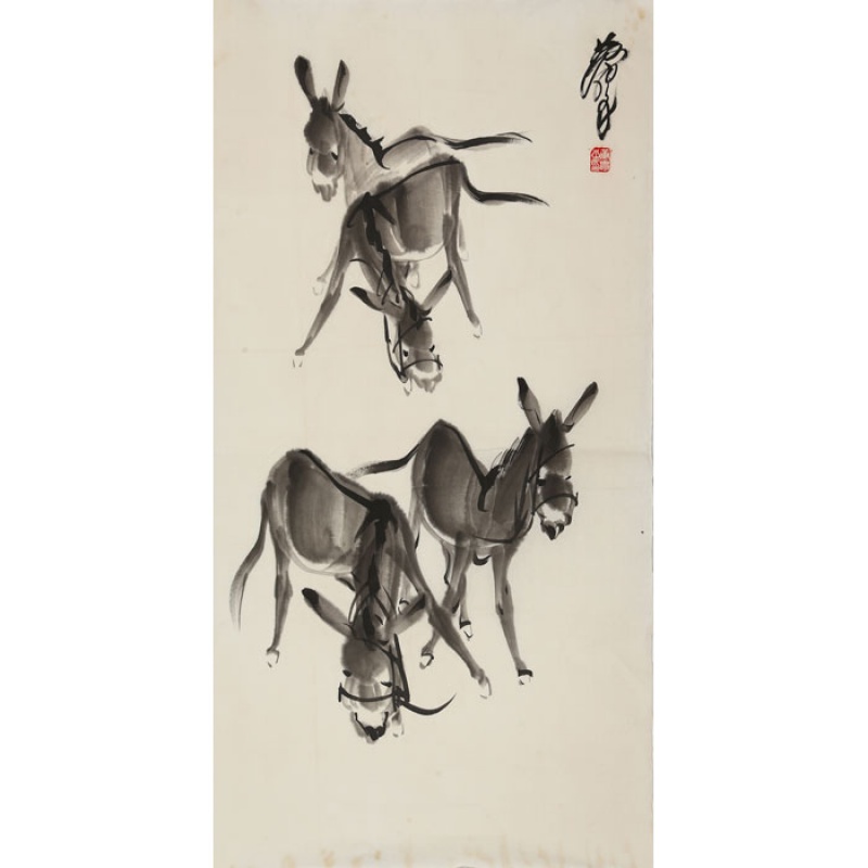 名家黄胄字画三尺写意书画手绘动物毛驴古玩名人大师国画作品收藏纯