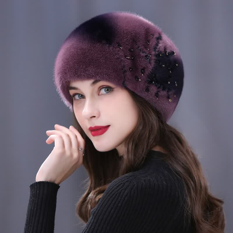离境天东北帽子真皮毛子大号大头围貂皮帽子女冬季水貂毛时尚皮草保暖