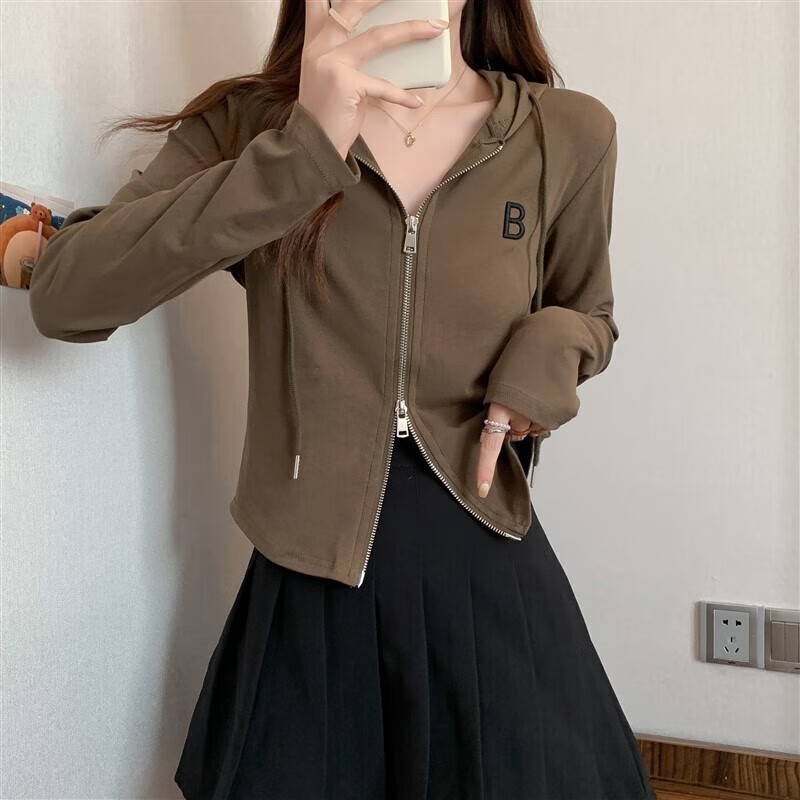 戈森凡(gesenfan)卫衣春秋款女带帽修身连帽有帽戴冒孑秋冬天穿的帽衫