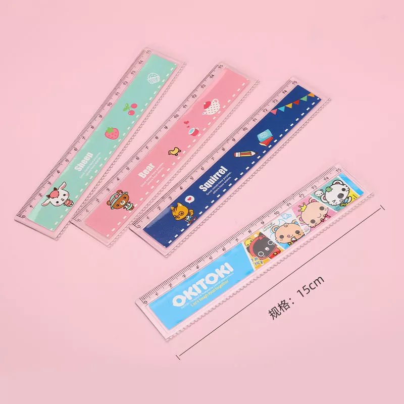 【精选】加厚15cm直尺波浪线尺子小学生30厘米儿童透明直尺测量绘 15